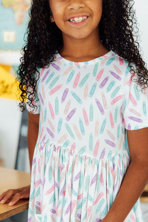 Color Crayons S/S Pocket Twirl Dress-Mila & Rose ®