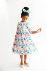 Floral Garden 3/4 Sleeve Pocket Twirl Dress-Mila & Rose ®