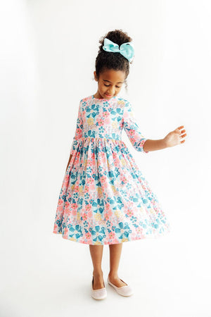 Floral Garden 3/4 Sleeve Pocket Twirl Dress-Mila & Rose ®