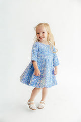 Light Blue Velvet Sequin Dress-Mila & Rose ®