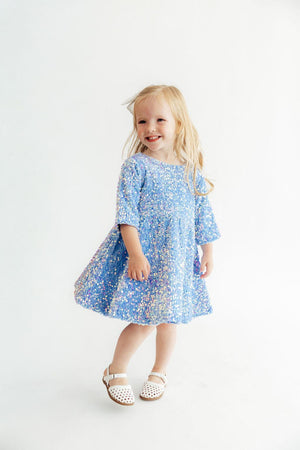 Light Blue Velvet Sequin Dress-Mila & Rose ®