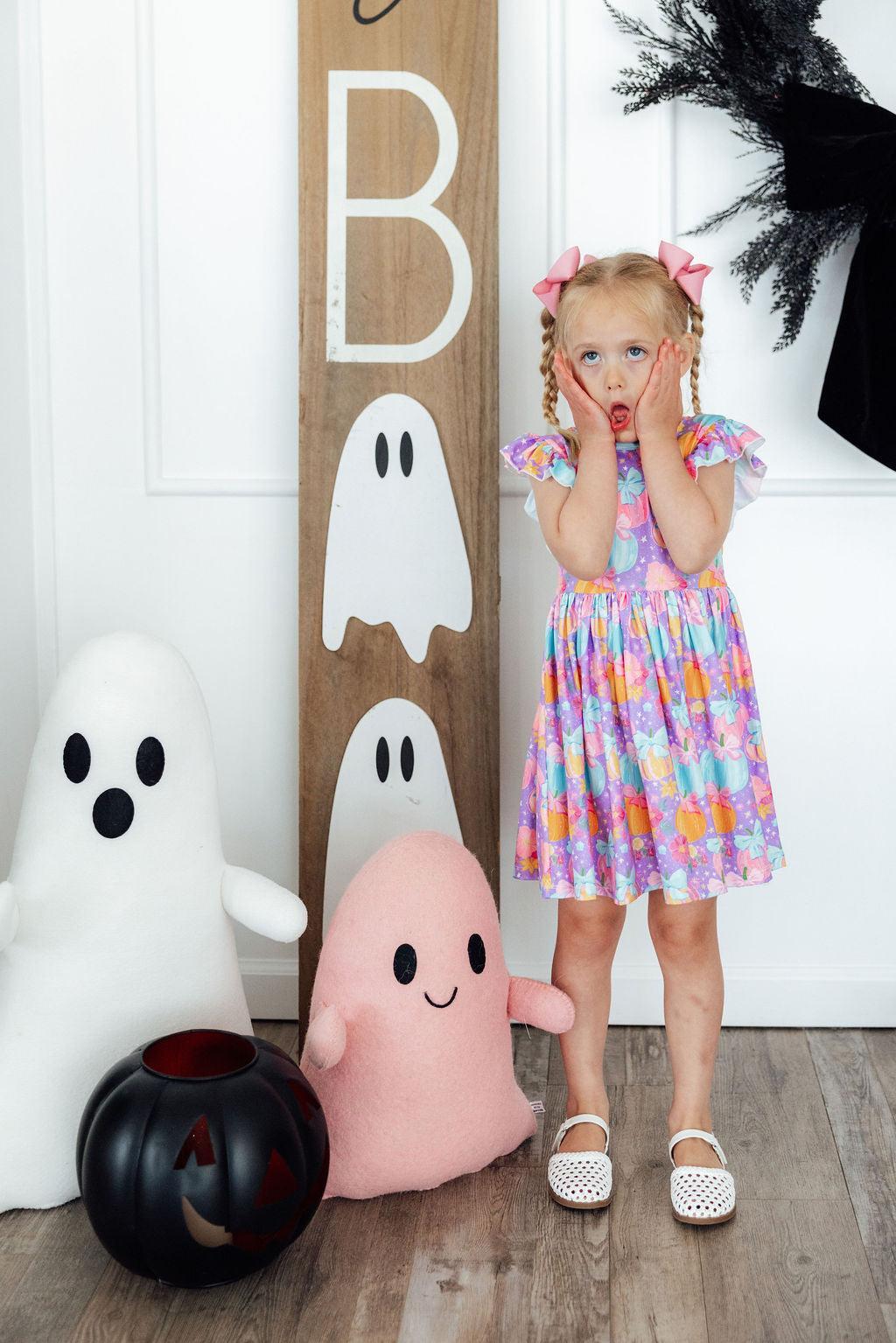 Autumn Sparkle Flutter Sleeve Twirl Dress-Mila & Rose ®