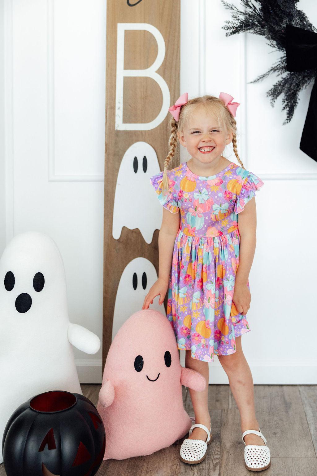 Girls' Autumn Sparkle Flutter Sleeve Twirl Dress Size: 2T Toddler By Mila & Rose