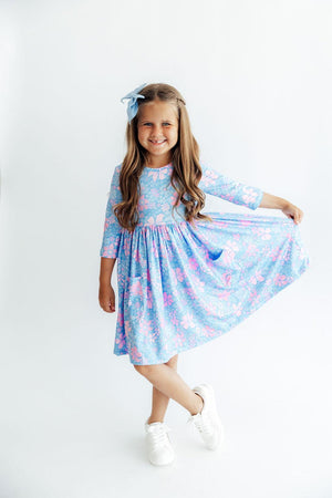 Garden Giggles 3/4 Sleeve Pocket Twirl Dress-Mila & Rose ®