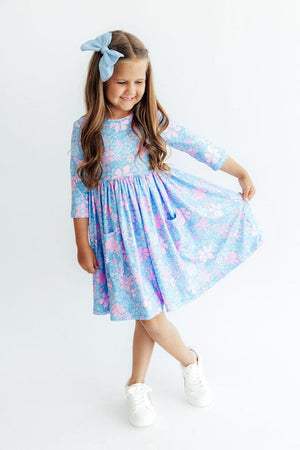 Garden Giggles 3/4 Sleeve Pocket Twirl Dress-Mila & Rose ®