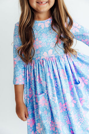 Garden Giggles 3/4 Sleeve Pocket Twirl Dress-Mila & Rose ®