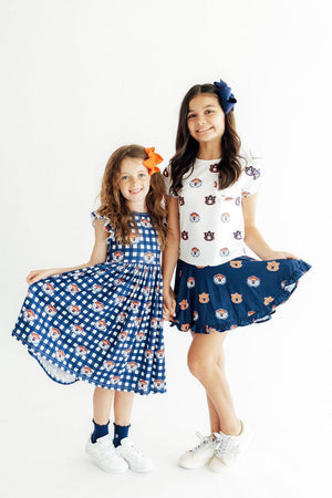 Auburn Plaid Aubie Flutter Twirl Dress-Mila & Rose ®