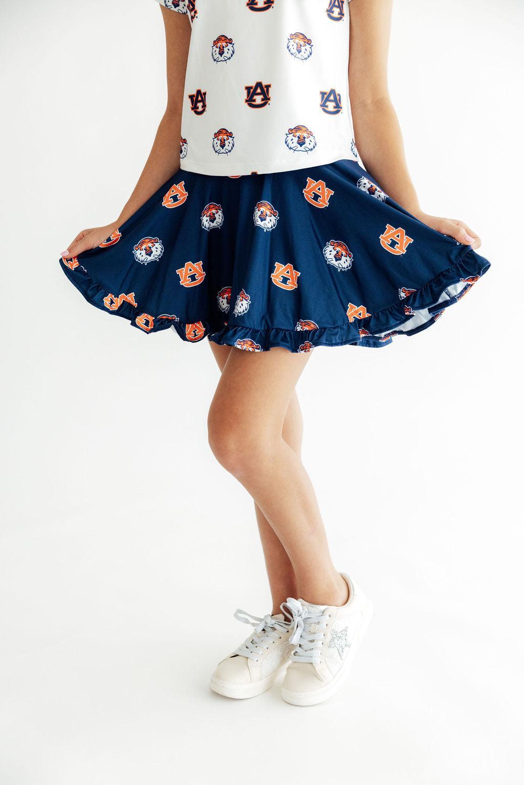 Auburn Blue Aubie Ruffle Twirl Skort-Mila & Rose ®
