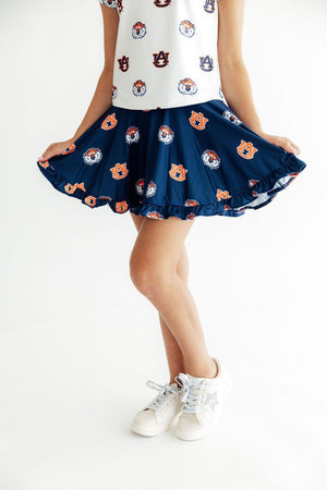 Auburn Blue Aubie Ruffle Twirl Skort-Mila & Rose ®
