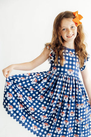 Auburn Plaid Aubie Flutter Twirl Dress-Mila & Rose ®
