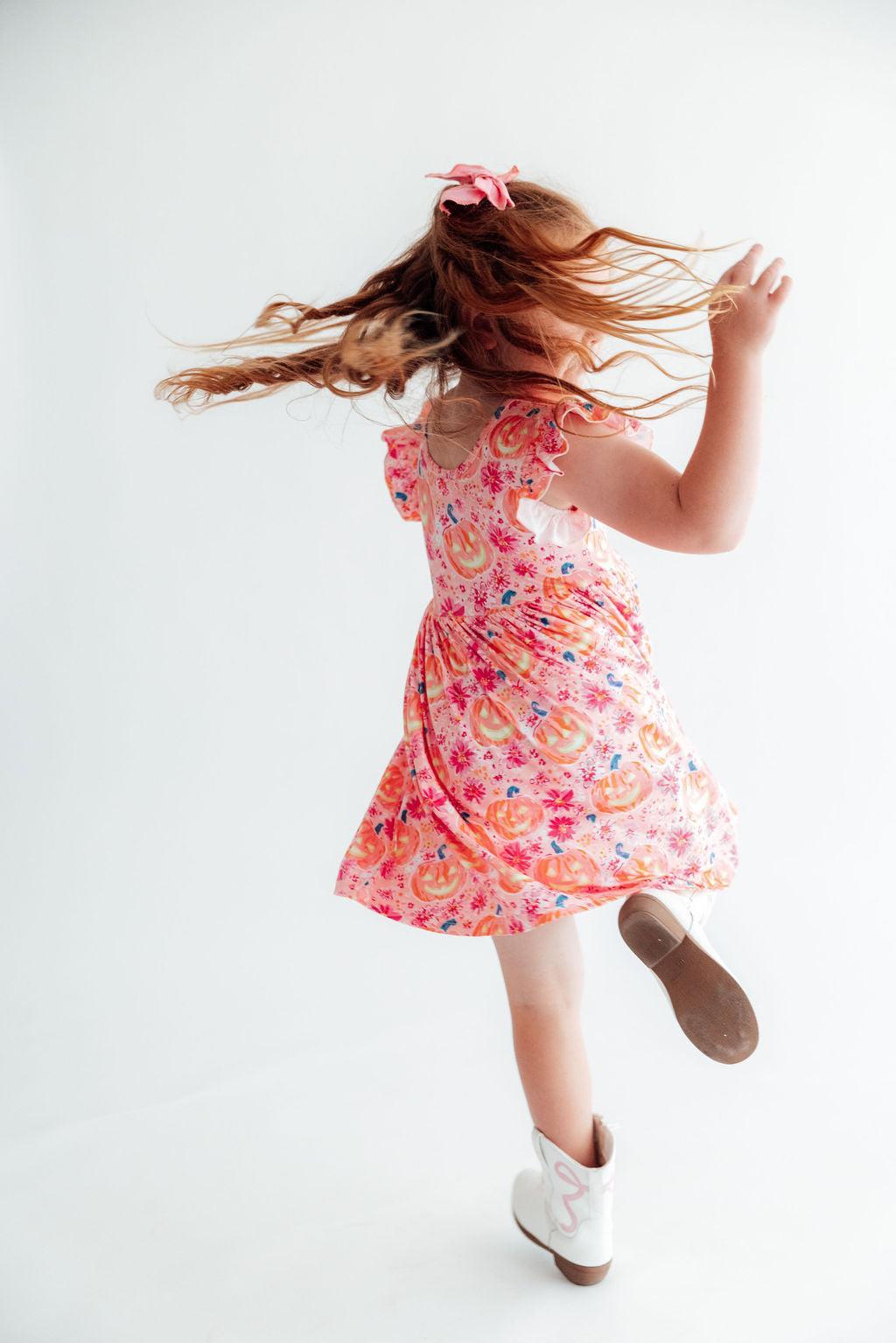 Spooktacular Flutter Sleeve Twirl Dress-Mila & Rose ®