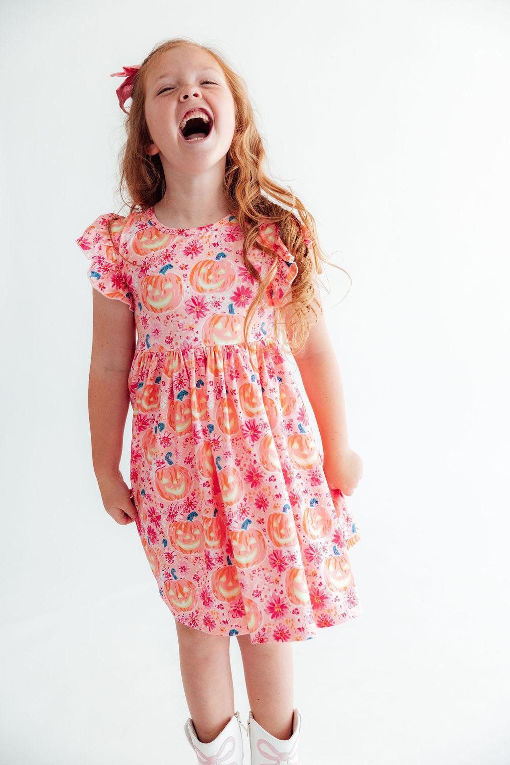 Spooktacular Flutter Sleeve Twirl Dress-Mila & Rose ®