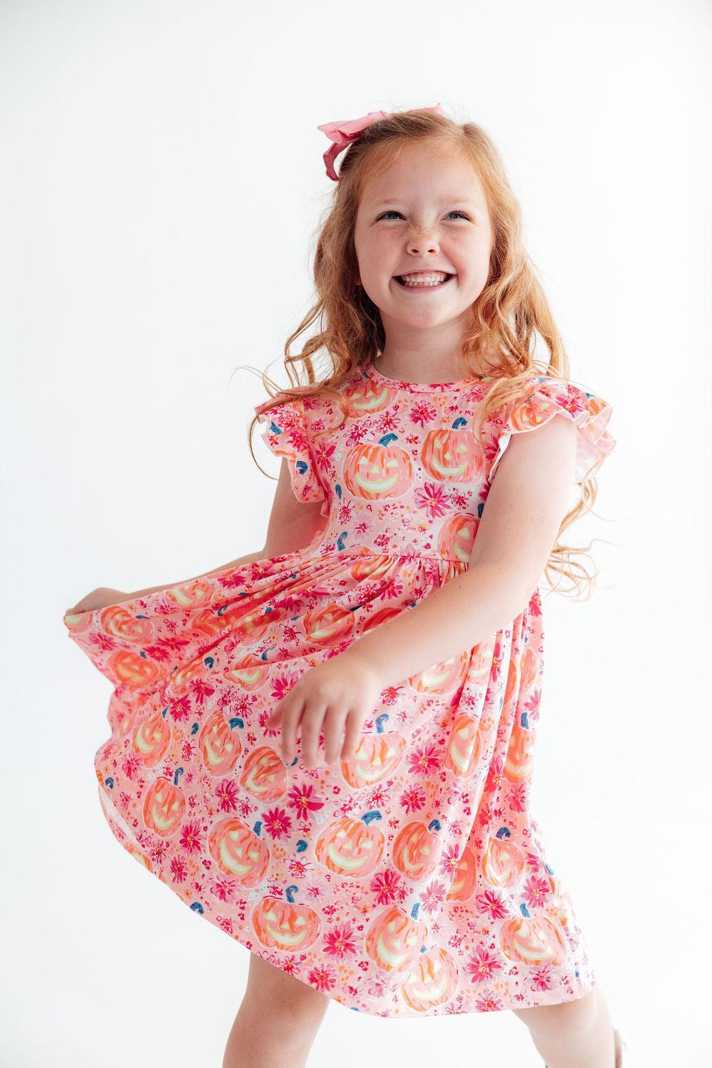 Spooktacular Flutter Sleeve Twirl Dress-Mila & Rose ®