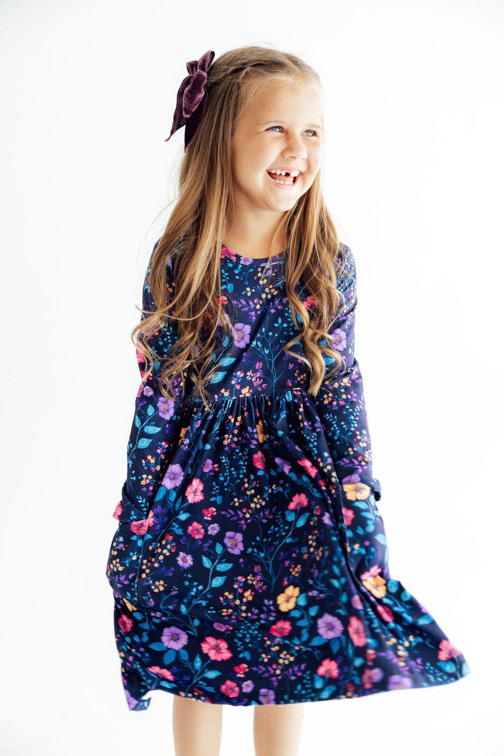 Botanical Beauty L/S Pocket Twirl Dress-Mila & Rose ®