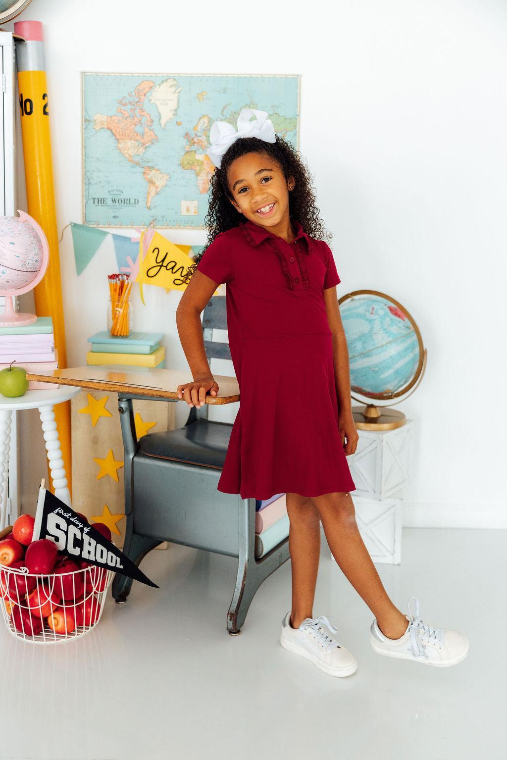 polo red dress Burgundy Ruffle Twirl Dress 5/6