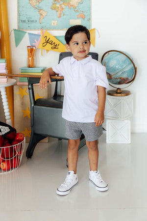 Boys Heather Gray Play Shorts-Mila & Rose ®