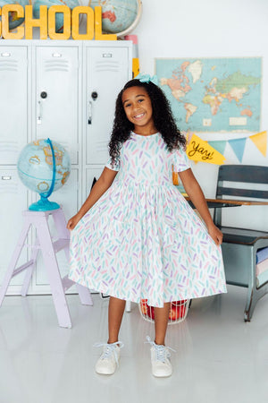 Color Crayons S/S Pocket Twirl Dress-Mila & Rose ®