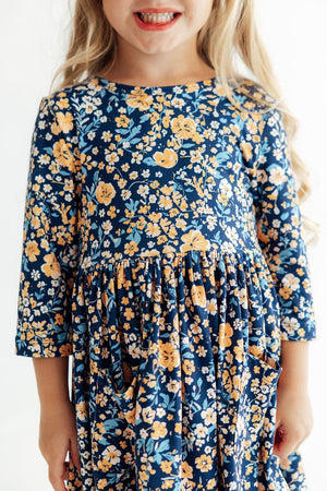 Marigold Moon 3/4 Sleeve Pocket Twirl Dress-Mila & Rose ®
