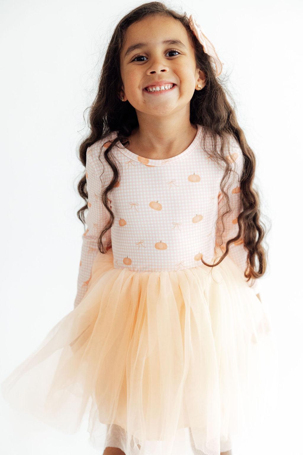 Gingham Pumpkins L/S Tutu Dress-Mila & Rose ®