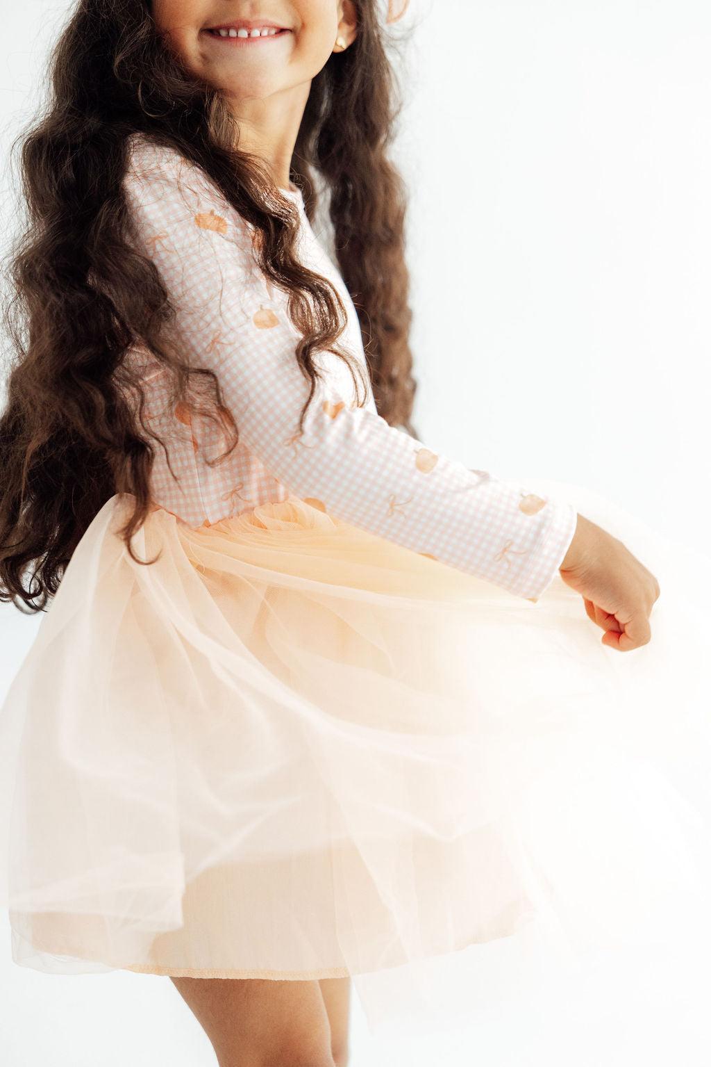 Gingham Pumpkins L/S Tutu Dress-Mila & Rose ®