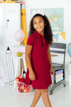 Burgundy S/S Polo Dress-Mila & Rose ®