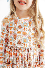 Give Thanks L/S Pocket Twirl Dress-Mila & Rose ®