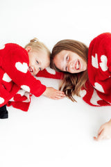 Red/Coconut Heart Cozy Cardigan-Mila & Rose ®