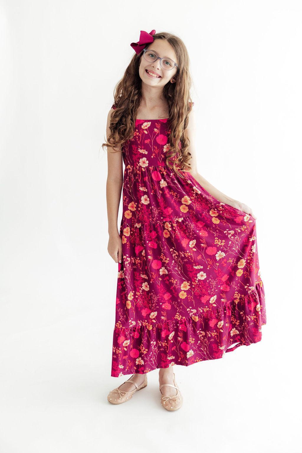 Retro Wildflower Ruffle Maxi Dress-Mila & Rose ®
