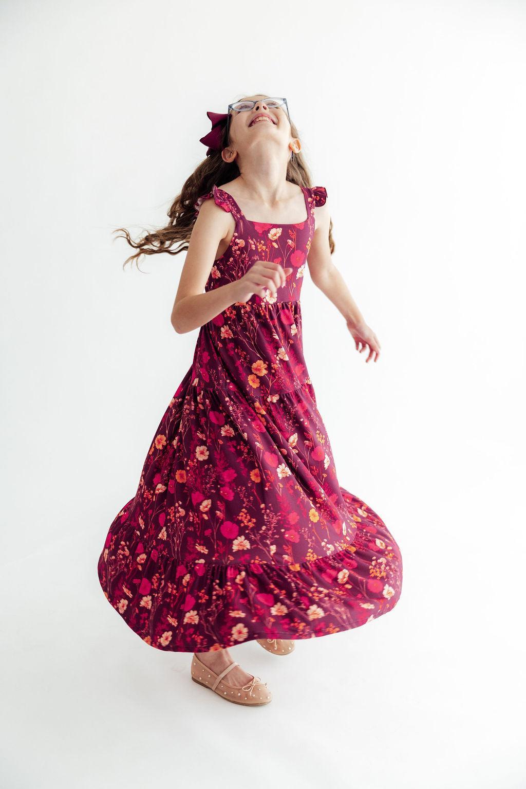Retro Wildflower Ruffle Maxi Dress-Mila & Rose ®