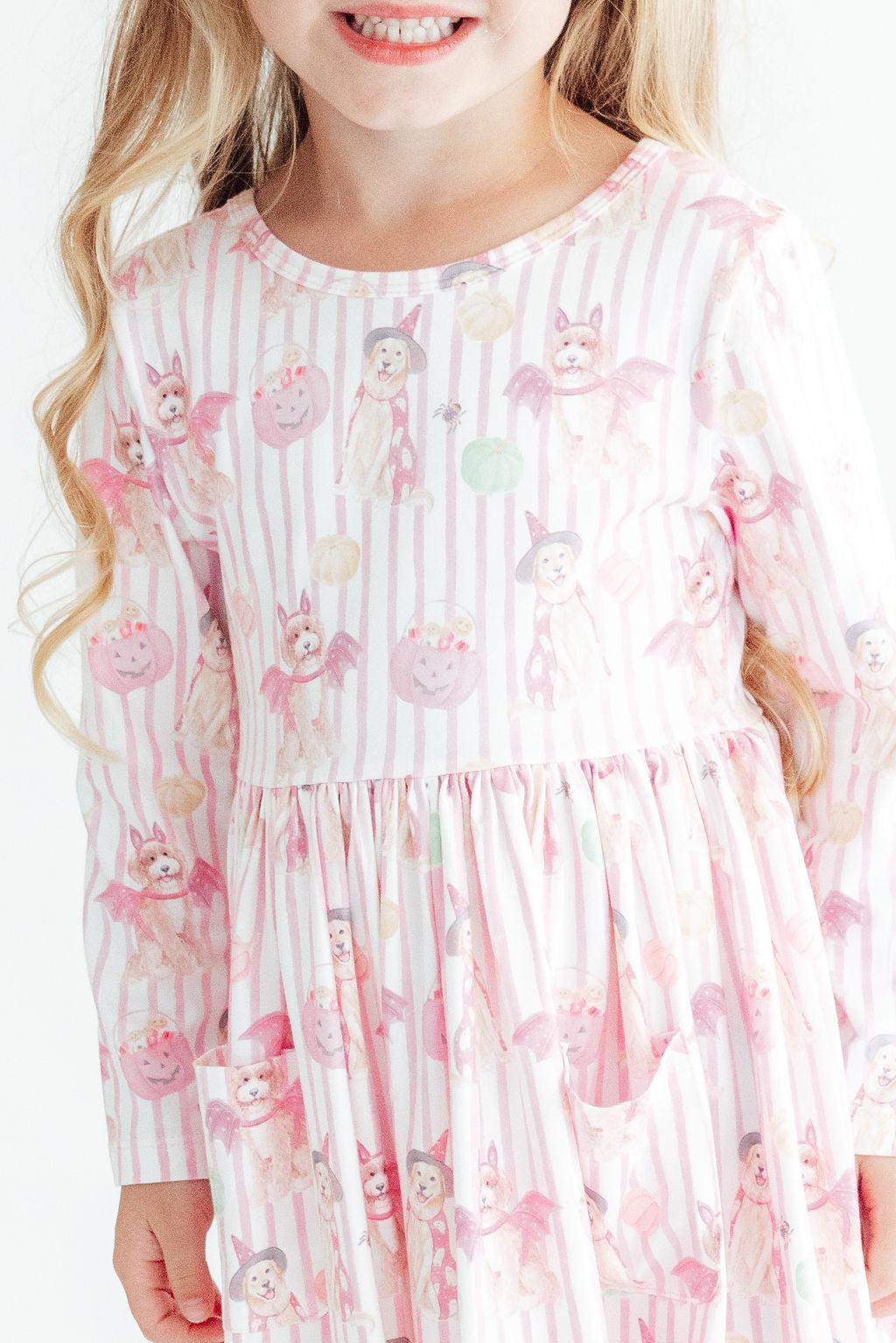 Pawsitively Spooky L/S Pocket Twirl Dress-Mila & Rose ®