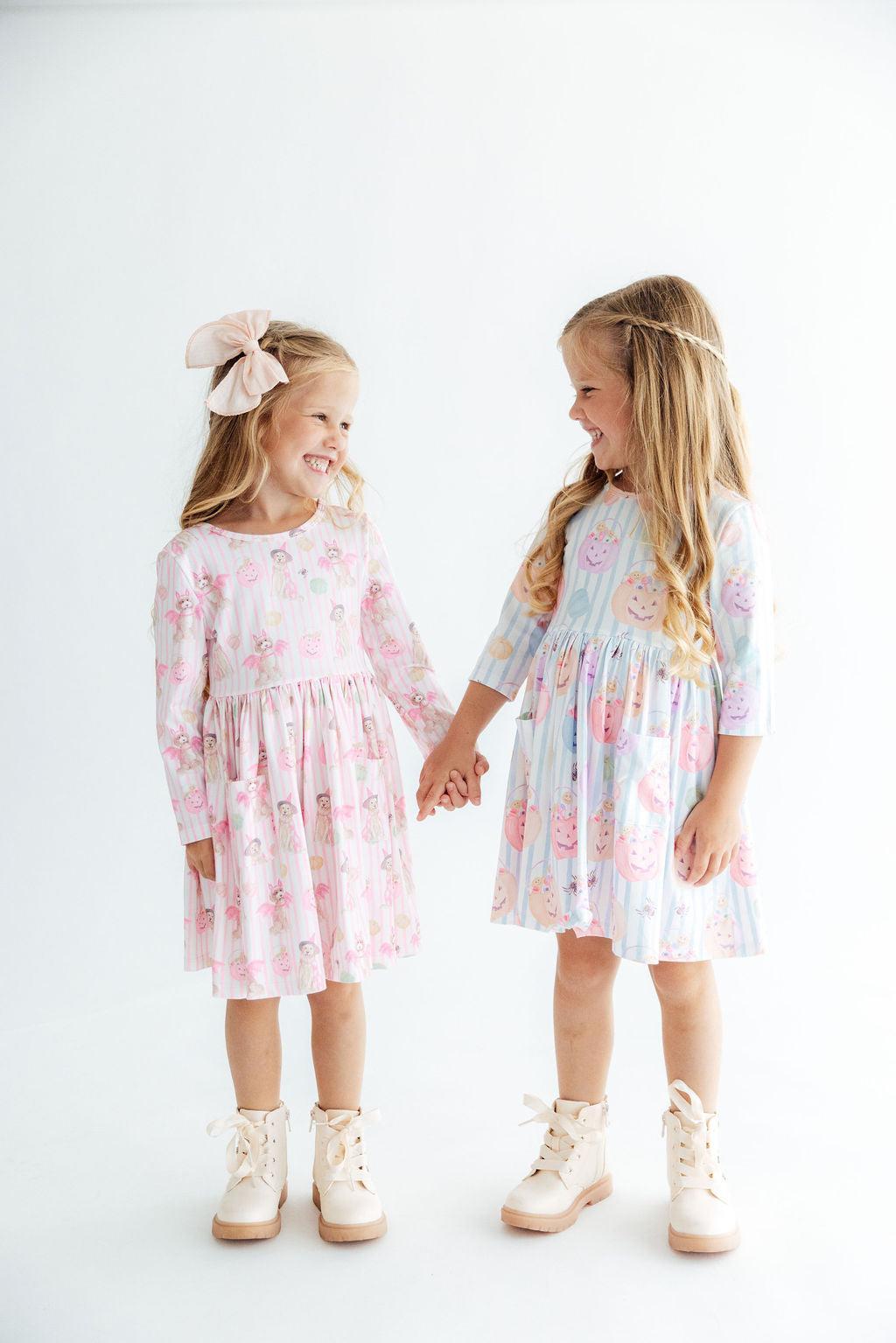 Pawsitively Spooky L/S Pocket Twirl Dress-Mila & Rose ®