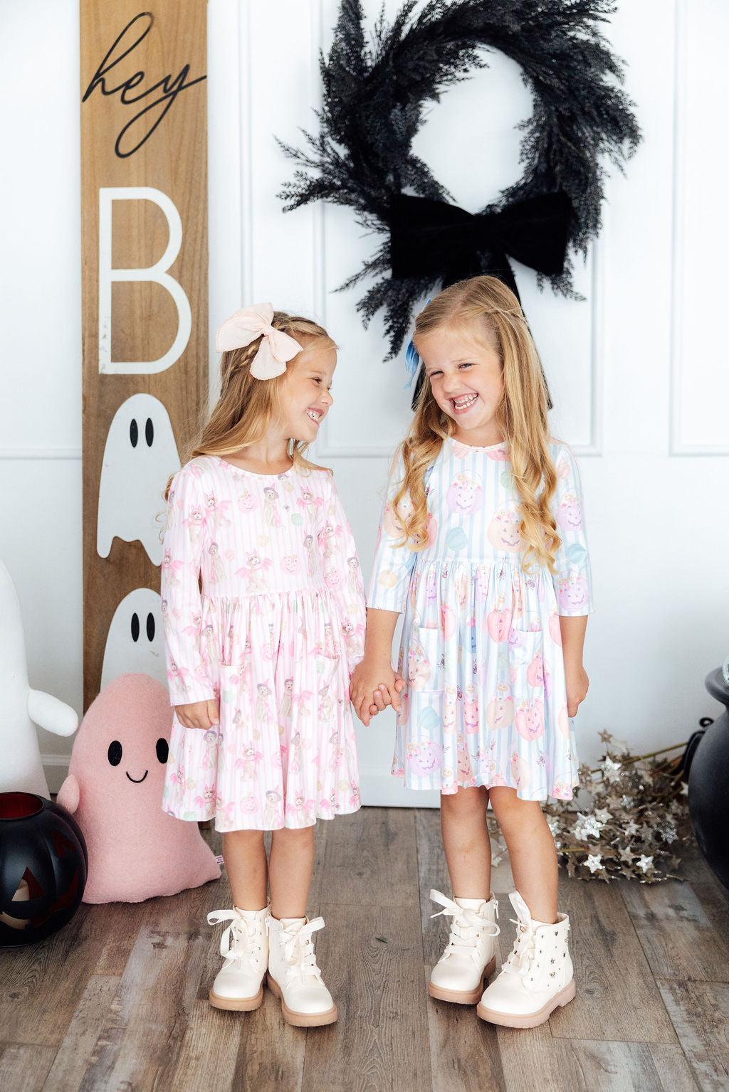 Pawsitively Spooky L/S Pocket Twirl Dress-Mila & Rose ®