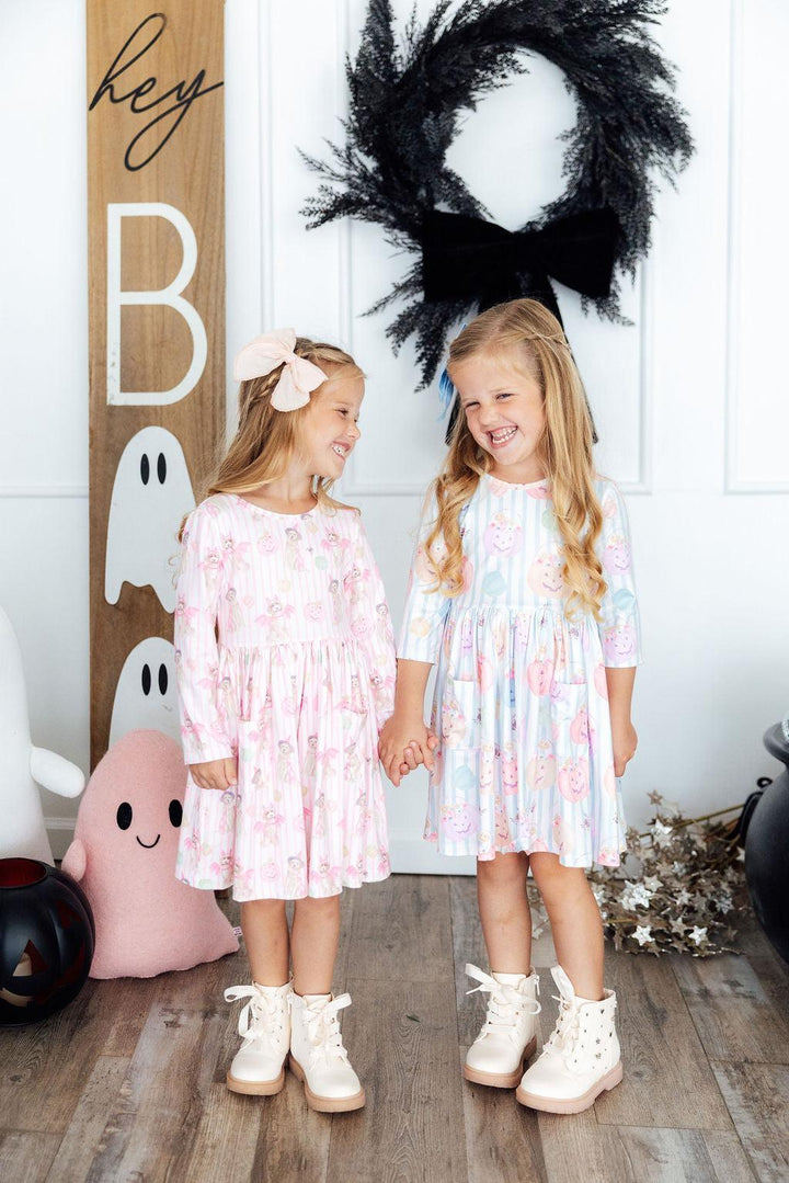 Pawsitively Spooky L/S Pocket Twirl Dress-Mila & Rose ®