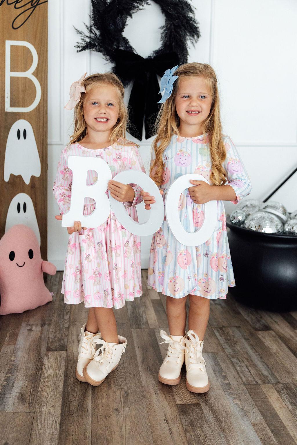 Pawsitively Spooky L/S Pocket Twirl Dress-Mila & Rose ®