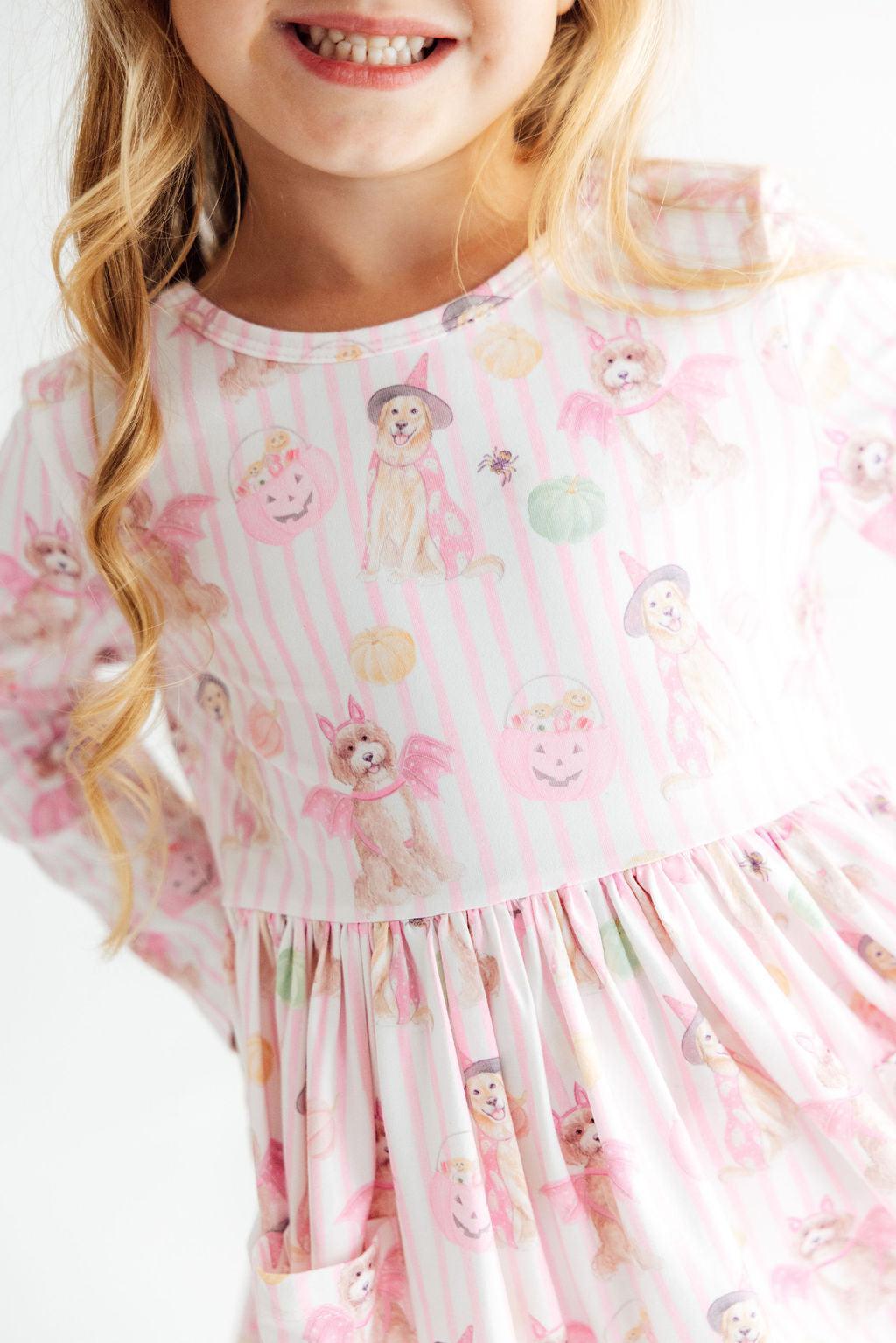 Pawsitively Spooky L/S Pocket Twirl Dress-Mila & Rose ®
