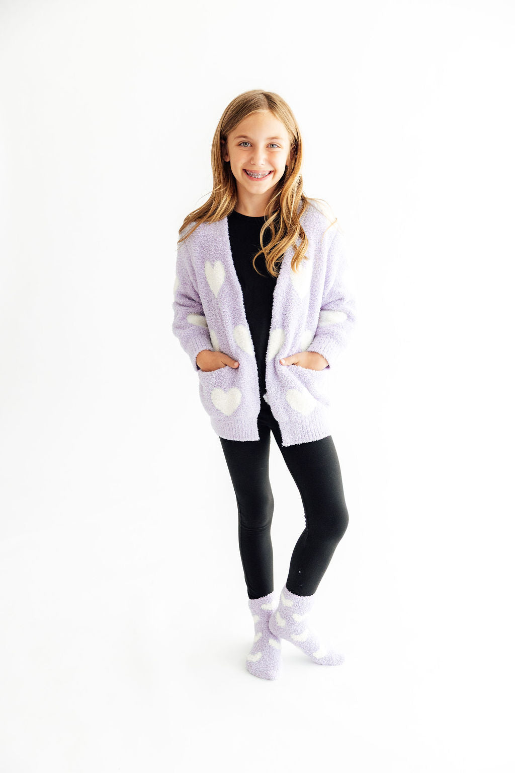 Lavender/Coconut Heart Cozy Cardigan-Mila & Rose ®