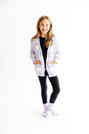 Lavender/Coconut Heart Cozy Cardigan-Mila & Rose ®