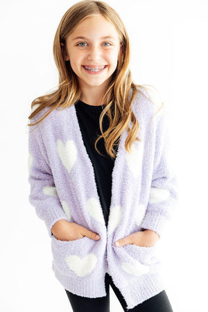 Lavender/Coconut Heart Cozy Cardigan-Mila & Rose ®