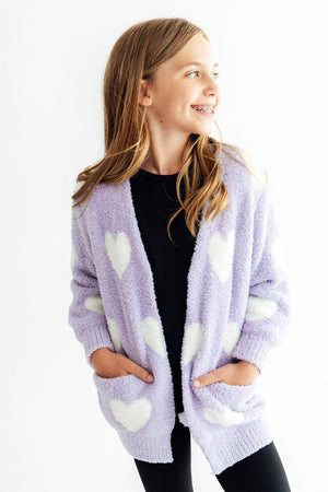 Lavender/Coconut Heart Cozy Cardigan-Mila & Rose ®