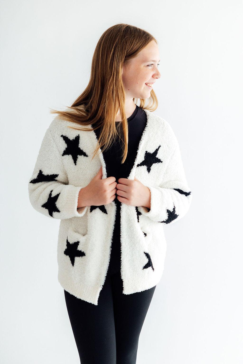 Coconut/Black Star Cozy Cardigan-Mila & Rose ®