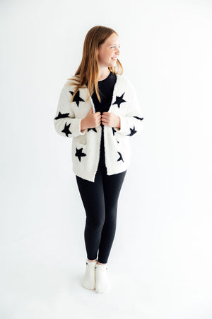 Coconut/Black Star Cozy Cardigan-Mila & Rose ®