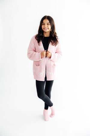 Light Pink/Coconut Bow Cozy Cardigan-Mila & Rose ®