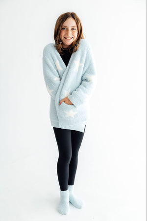 Light Blue/Coconut Star Cozy Cardigan-Mila & Rose ®
