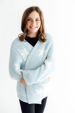 Light Blue/Coconut Star Cozy Cardigan-Mila & Rose ®