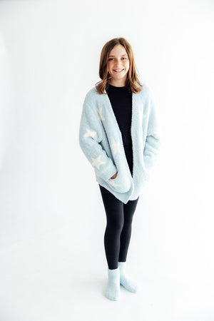 Light Blue/Coconut Star Cozy Cardigan-Mila & Rose ®
