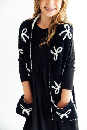 Black/Coconut Bow Cozy Pocket Scarf-Mila & Rose ®