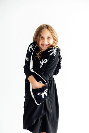 Black/Coconut Bow Cozy Pocket Scarf-Mila & Rose ®