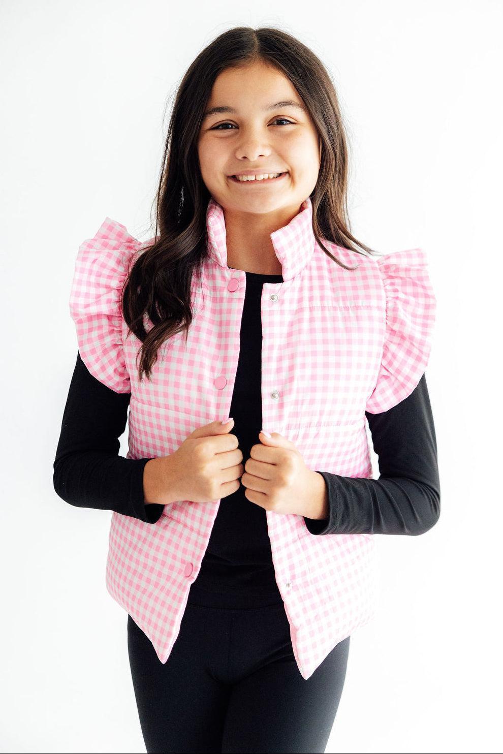 Go-Getter Gingham Puffer Vest-Mila & Rose ®