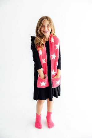 Bright Pink/Coconut Star Cozy Pocket Scarf-Mila & Rose ®