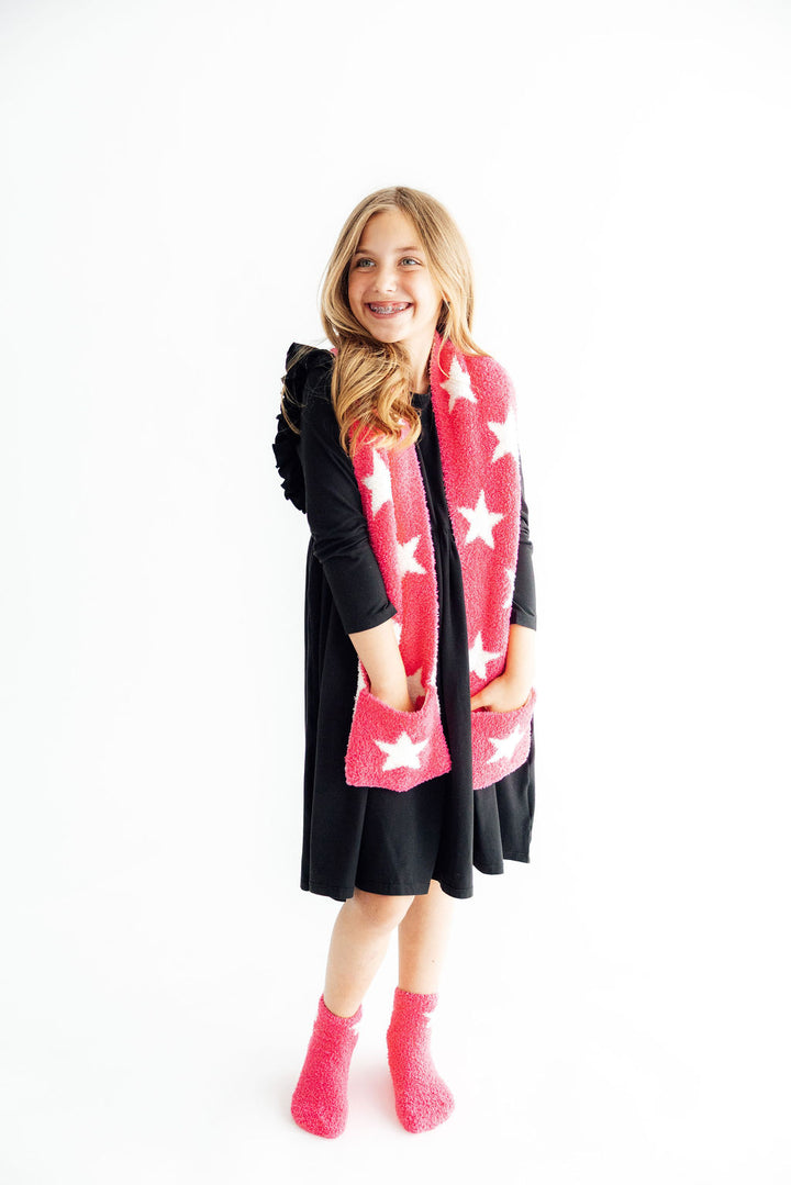 Bright Pink/Coconut Star Cozy Pocket Scarf-Mila & Rose ®